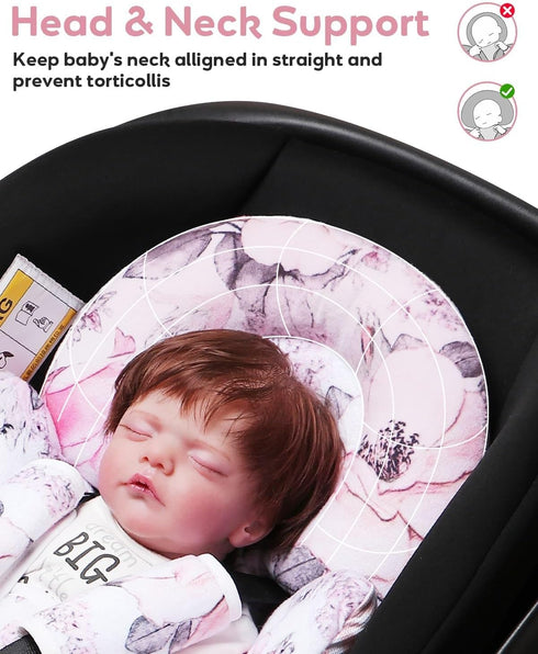 3 2-in-1 BOMOLOUR Infant Car Seat Insert, Enlarged Head Support for Baby Carseat, Reversible Newborn Insert with Strap