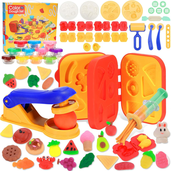 Play Color Dough Tools Set: Deluxe 41PCS Kitchen Creations Accessories Kit with 12 Cans Dough