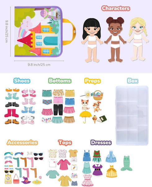 Set,Pretend 3+ CHEFAN Felt Dress-Up Dolls Play Dress Up Game with Felt Board, Outfit and Accessory Pieces,Perfect