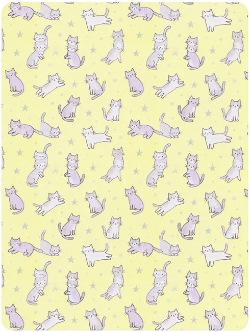 miaozhen 1 Pack 52x28 Cotton Baby Crib Sheets Ultra Soft Yellow Funny Cat Crib Mattress Sheet for Nursery sabanas para