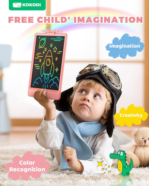KOKODI 8.5 Inch LCD Writing Tablet, Toddler Doodle Board, Erasable Reusable Drawing Pads, Educational Toy, Pink.