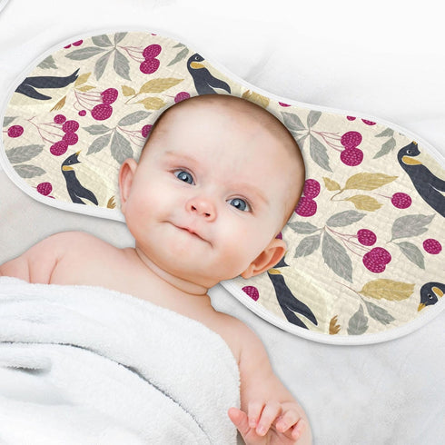 decor gift 4 Pack 22x11in Cotton Burp Cloth Soft Touch Penguin Raspberry Off White washcloths for Unisex