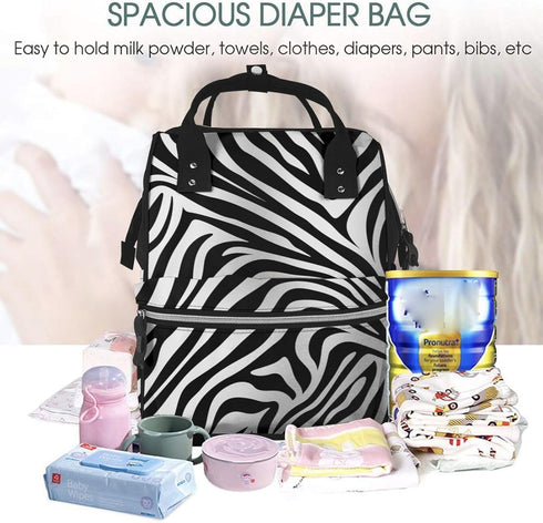 DWVTSLH Backpack Mummy Backpack Zebra Print Diaper Bag Multifunction Nappy Bags Waterproof Large Capacity Travel