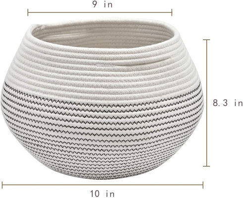 10"D 8.3"H Goodpick Round Cotton Rope Storage Basket for Living Room, Bathroom, Kids' Corner & Shelves, Stores Towels