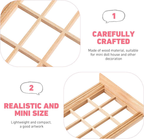 2 Pcs Mini Furniture Doll House Miniature Window Frame Model Decoration