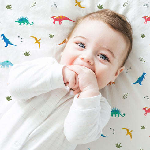 Wildkin 100% Cotton Fitted Crib Sheet, Soft & Breathable - Jurassic Dinosaurs