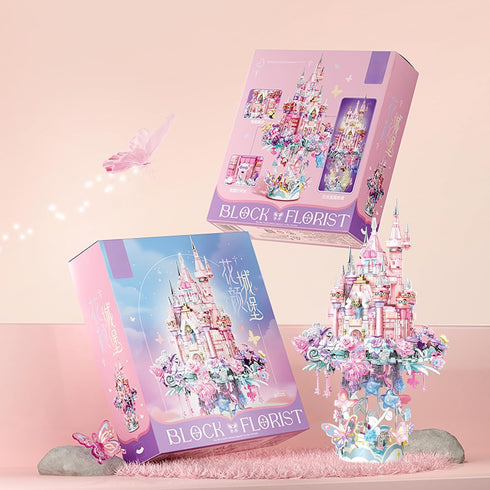 MEIEST Set,Dream Flower Castle Building Blocks Castle On a Cloud Particle Construction Building Bricks Toy,Flowers