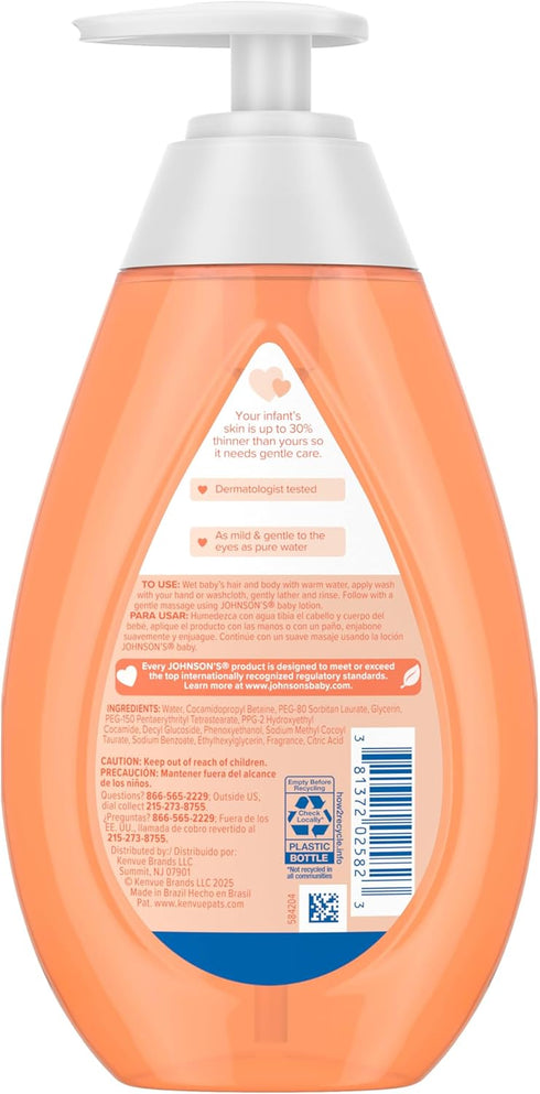 13.6 oz Johnson's Baby Head-To-Toe Wash & Shampoo, Tear-Free, Moisturizing Body Wash, Baby Essentials, Baby Wash