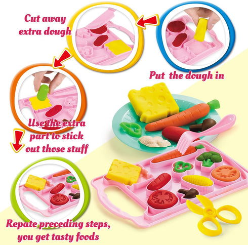 Set Color Dough Toys for Kid Kitchen Creations Little Chef Color Dough Games