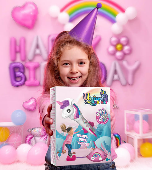 beefunni Unicorn Rocket Launcher - 4 Unicorn Outdoor Toys for Kids, Christmas Birthday Gifts for Ages 2-8