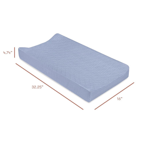 Babyletto 100% Organic Cotton Quilted Changing Pad Cover, GOTS-Certified, Fitted 360°, Ultra-Soft Muslin - Dewdrop Blue