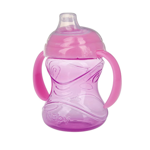 (3-Pack) 10 oz 4+ Nuby Clik-It Grip N' Sip Soft Spout No-Spill Training Sippy Cup with Handles - - Months