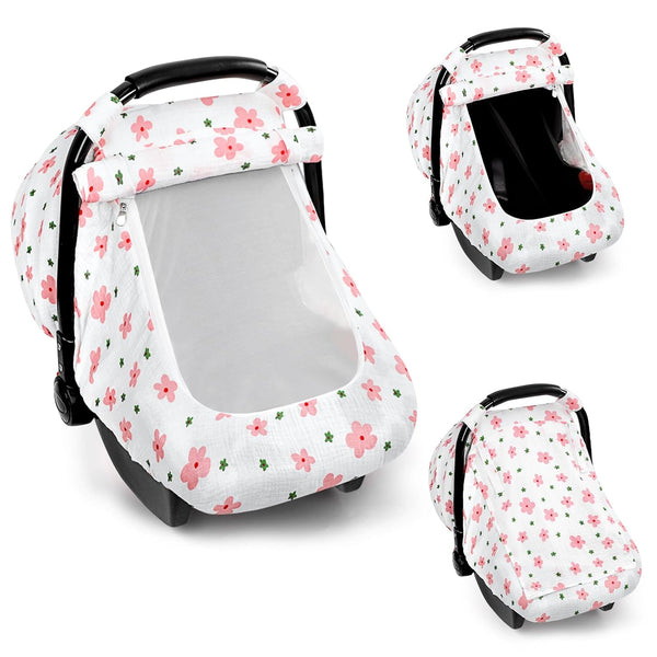Hooyax Muslin Car Seat Cover Baby - Breathable and Privacy Car Seat