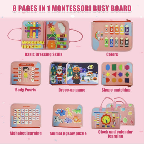 Soupost 3-5, Toddler Busy Board-Montessori Toys for Boy Girl Birthday Gift, Sensory Learning Toys for Toddlers Busy