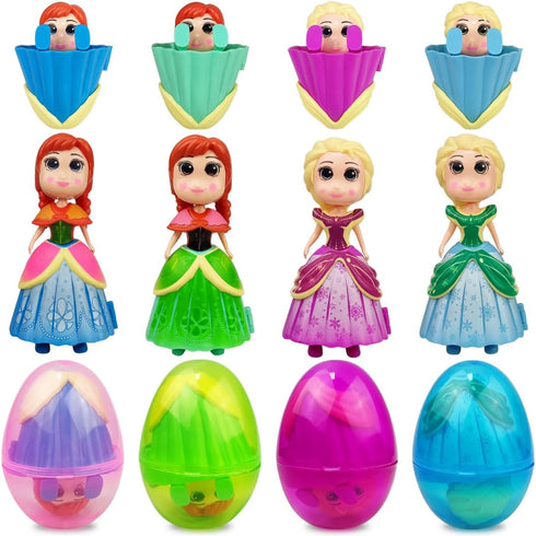 Pinkiwine 4 Pack Prefilled Easter Eggs with Princess Deformation Eggs Toys Inside for