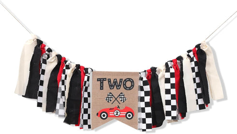 TUTOTU 2nd Two Fast High Chair Banner - Racing Two Birthday Party Decorations,Racing Two Birthday Highchair,Two Fast