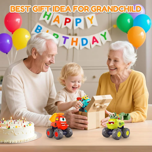 1 1-3 12-18 1 Toys for Year Old Boy, Monster Truck Toys Construction Cars for Toddler Crane Truck Dump Excavator Pull