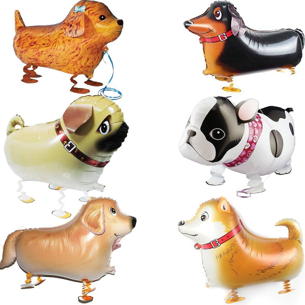 6pcs Walking Animal Balloons Pet Dog Balloons - Kids Birthday Party Supplies, Animal Theme Decorations