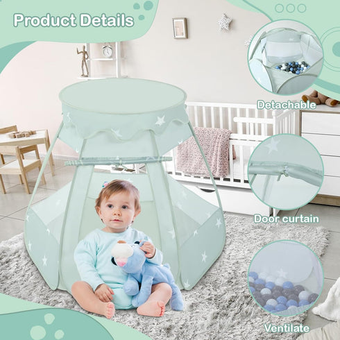Baby Ball Pit for Toddler with 50 Balls, Kids Pop Up Play Tent for Girls, Princess Toys for Indoor & Outdoor Playhouse