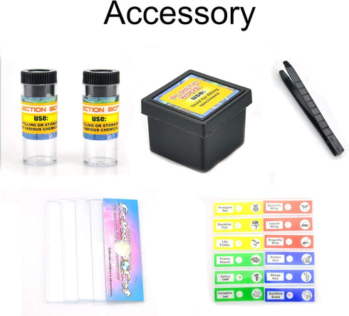 Science Kits for Kids Beginner Microscope with LED, 100X 400X and 1200X, Include Sample Prepared Slides