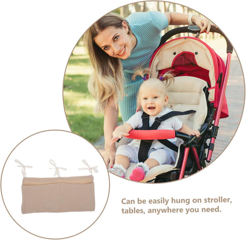 Stroller Organizer Bag Double Slot Hanging Storage for Milk Bottles Diapers Skin Easy Attachment for Bed Stroller