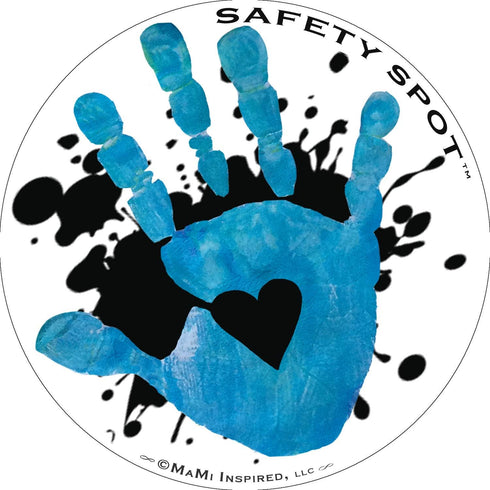 Magnet - Kids Handprint for Car Parking Lot Safety - WHITE with Black Splat Background
