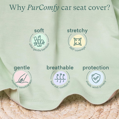 PurComfy Baby Car Seat Cover, Supersoft Bamboo Viscose Carseat Cover for Infant Boys & Girls, Breathable Multi-Use