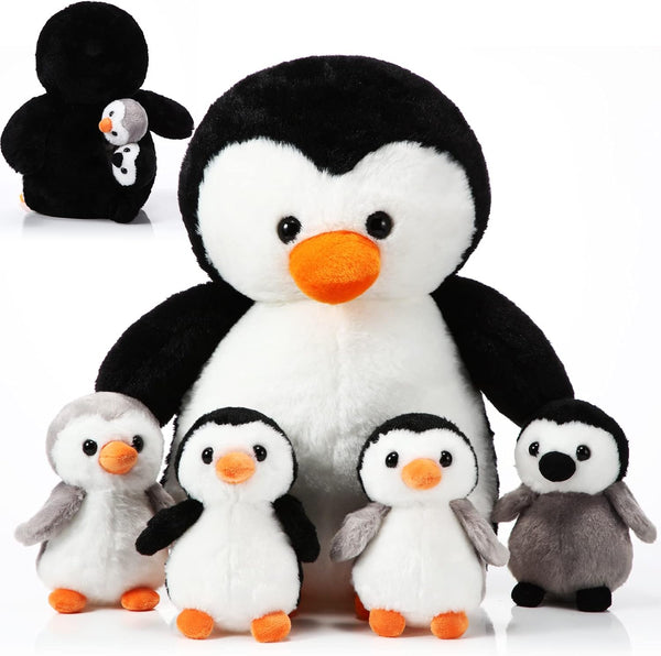 5 Pcs Stuffed Animal Penguin Plush Toy Set 14 Inch Mommy Penguin
