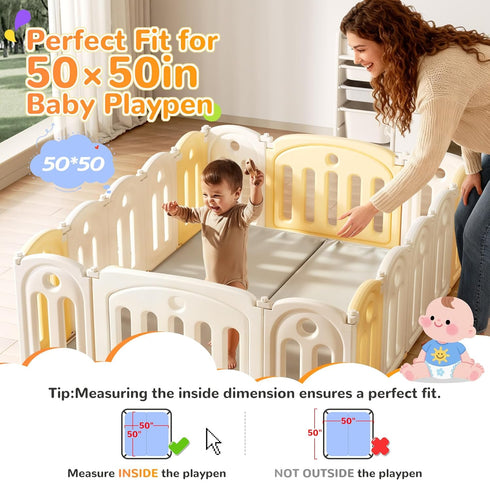 1.2" 5050 Tummy Baby Play Mat for Floor Thick, Foldable, Waterproof, Playpen Mat, Non-Toxic, Easy to Clean, Thickened