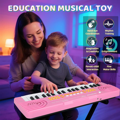 Drmukie 4 37 3 4 5 6 7 Upgraded Piano Keyboard Kids Toy for Year Old Girl Birthday Gift Key Pink Pianos with Microphone