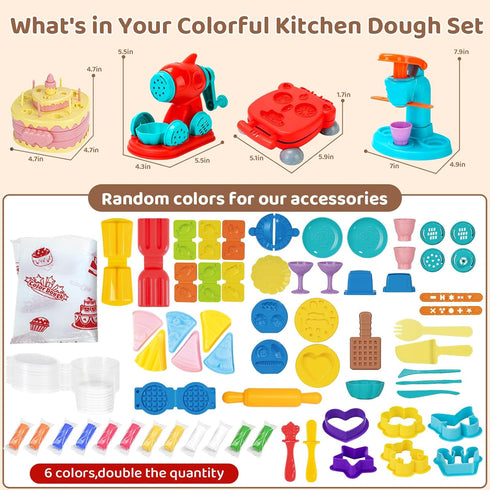70 4 1 Sets 3-4-8, Playset Aprilwolf PCS in Dough for Kids Ages Art Crafts Dough Tools Kit, Ice Cream Noodle Hamburger