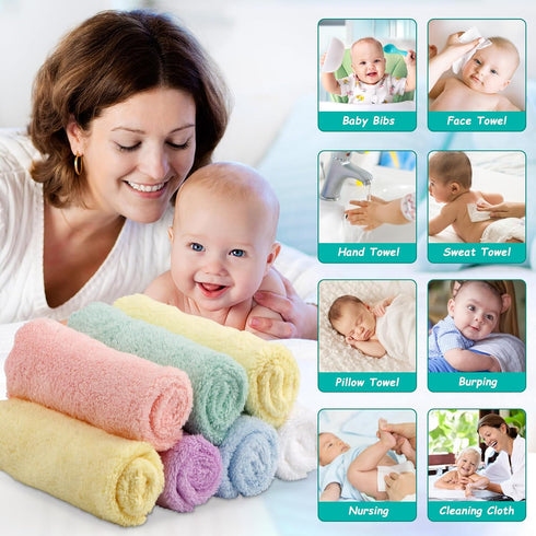 24 Pack-Microfiber 11.5 11.5 Inch HOMEXCEL Baby Washcloths Baby Bath Face Towel x Extra Absorbent and Soft Burp Cloth
