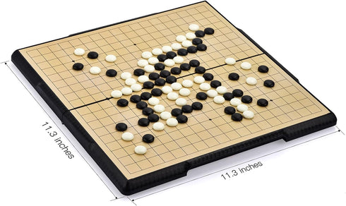 19x19 Go Board Game Set with Large Folding Travel Board (11.3-Inch) and Magnetic Plastic Stones Strategy Weiqi Games