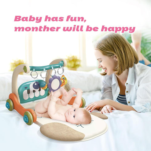 3 1 Tummy in Baby Activity Gym Center, Time Play Mat Gym, Baby Push Walker, Kick and Play Piano with Music and Light