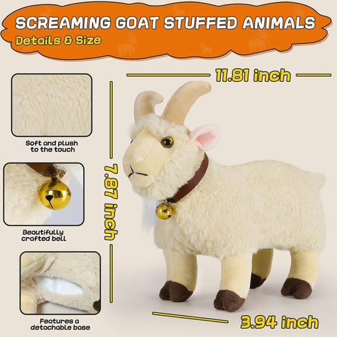 SnugBibble Screaming Goat Plush Toy, Goat Stuffed Animal with Funny Screaming Sound Prank Gift for Kids, Friends
