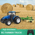 RC Truck Farm Tractor with 2 Rechargeable Batteries, 1/24 High Simulation Vehicle with Lights for Kids 3-6