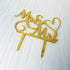 Mr and Mrs Cake Topper, Bride and Groom Sign Wedding/Engagement Cake Decoration, Mirror Gold Acrylic