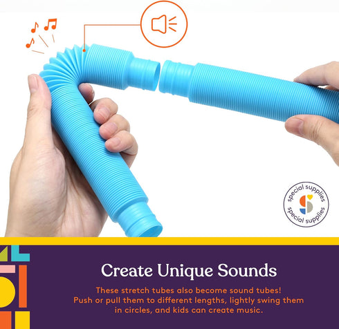 (30-Pack Special Supplies Fun Pull and Stretch Tubes for Kids - Pop, Bend, Build, and Connect Toy, Provide Tactile