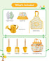 Set Grenebo Kids Gardening Toys,Includes Metal Trowel,Transplanting Shovel,Garden hat,Rake,Apron,Gloves,Watering