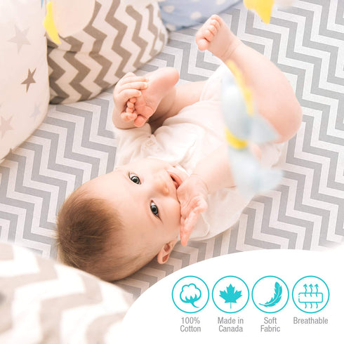 Kushies Baby Grey Chevron Fitted Bassinet Sheet