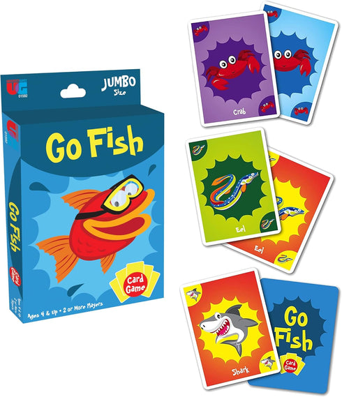 University Games Go Fish Card Game - Jumbo Size Colorful Animal Cards for Kids Ages 4 and Up