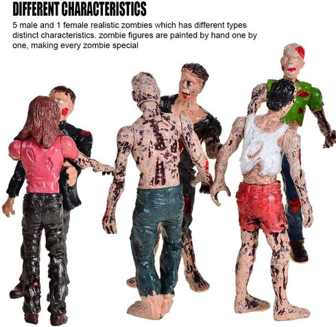 6 Pcs Zombie Dolls Action Figures, Walking Dead Toys for Halloween Party Decorations, Gifts for Kids