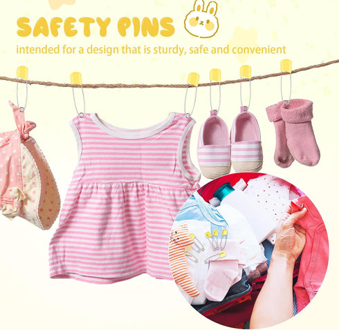WILLBOND 50 2.2 Inch Pcs Diaper Pins Safety Plastic Head Cloth Diaper Nappy Pins with Locking Closures Stainless Steel