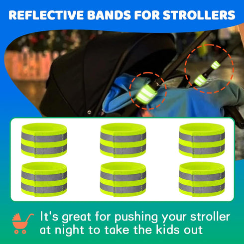 HAVANSIDY 6-Pack of Reflective Bands for Strollers, High Visibility Elastic Reflectors with Velcro Fastening