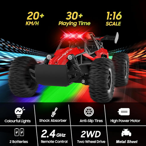 3 4 5 6 7+, 20 2.4GHz 2WD Remote Control Car for Kids KM/H High-Speed RC Cars with LED Lights, Monster Truck Toys,Toy
