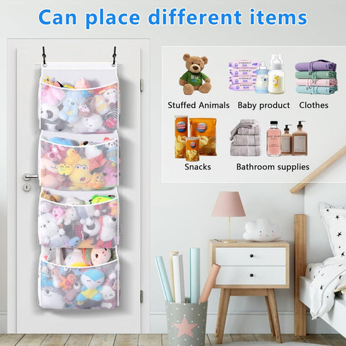 Toread (2-pack) 3D 50% Over the Door Stuffed Animal Organizer Innovative patented design Adjustable hooks, over door