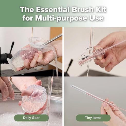 3 Haakaa Silicone Cleaning Brush Kit - Baby Bottle Brush Cleaner for Breast Pump,Nipple,Breast Milk Storage