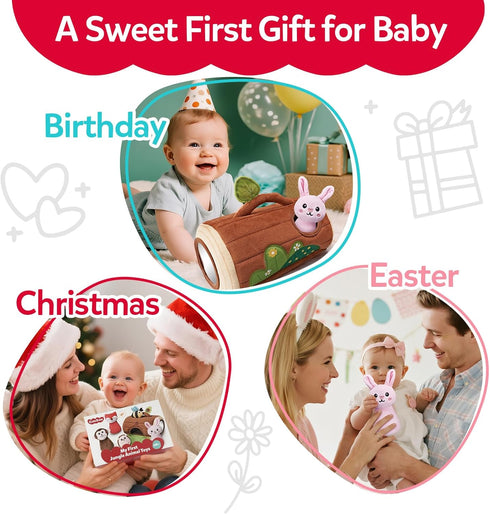 CuteZone 6-12 Set Baby Toys Months, Stuffed Animals for Babies, Soft Plush Forest Sensory Toy with Rattle, Crinkle