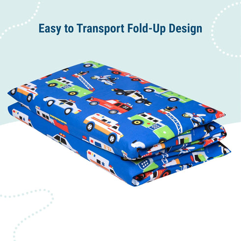 Wildkin Kids Cotton Nap Mat Cover - Soft, Durable with Sewn-in Flap, Fits 1.5" Vinyl Sleep Mats - Heroes