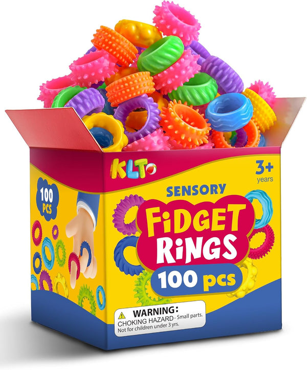 KLT Fidget Toys Bulk for Kids: 100pcs Textured Fidget Ring - Classroom